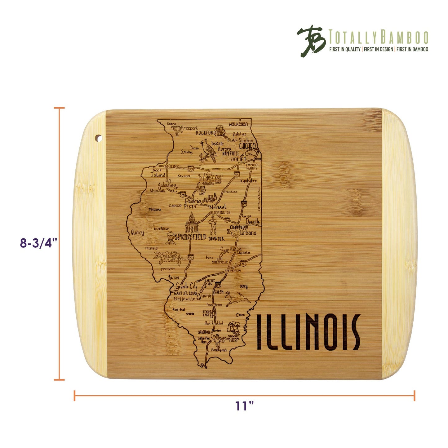 A Slice of Life Illinois 11" Cutting & Serving Board