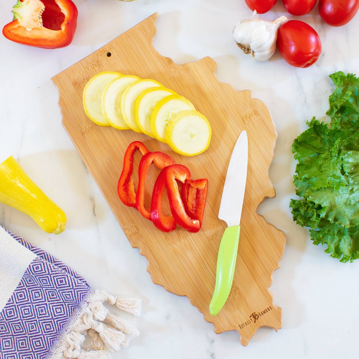 Destination Illinois State-Shaped Serving & Cutting Board