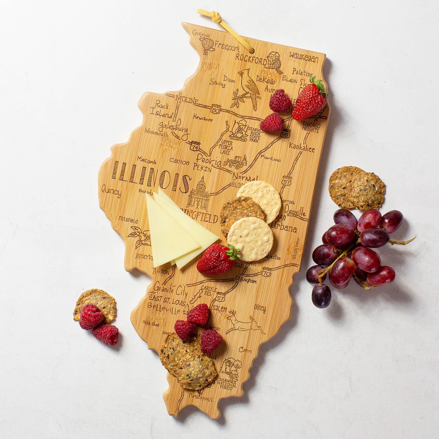 Destination Illinois State-Shaped Serving & Cutting Board