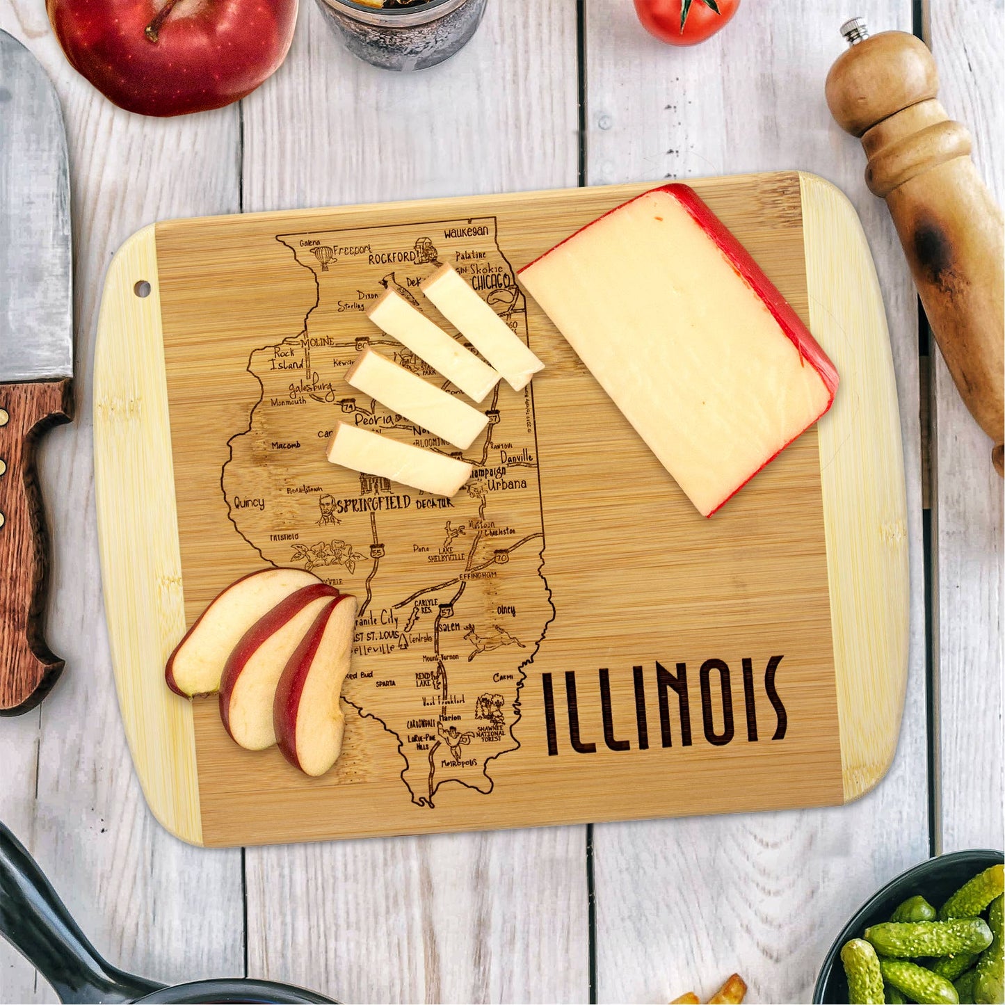 A Slice of Life Illinois 11" Cutting & Serving Board