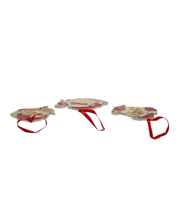 4.5 inch Wooden Santa Head with Candy cane Christmas Ornament