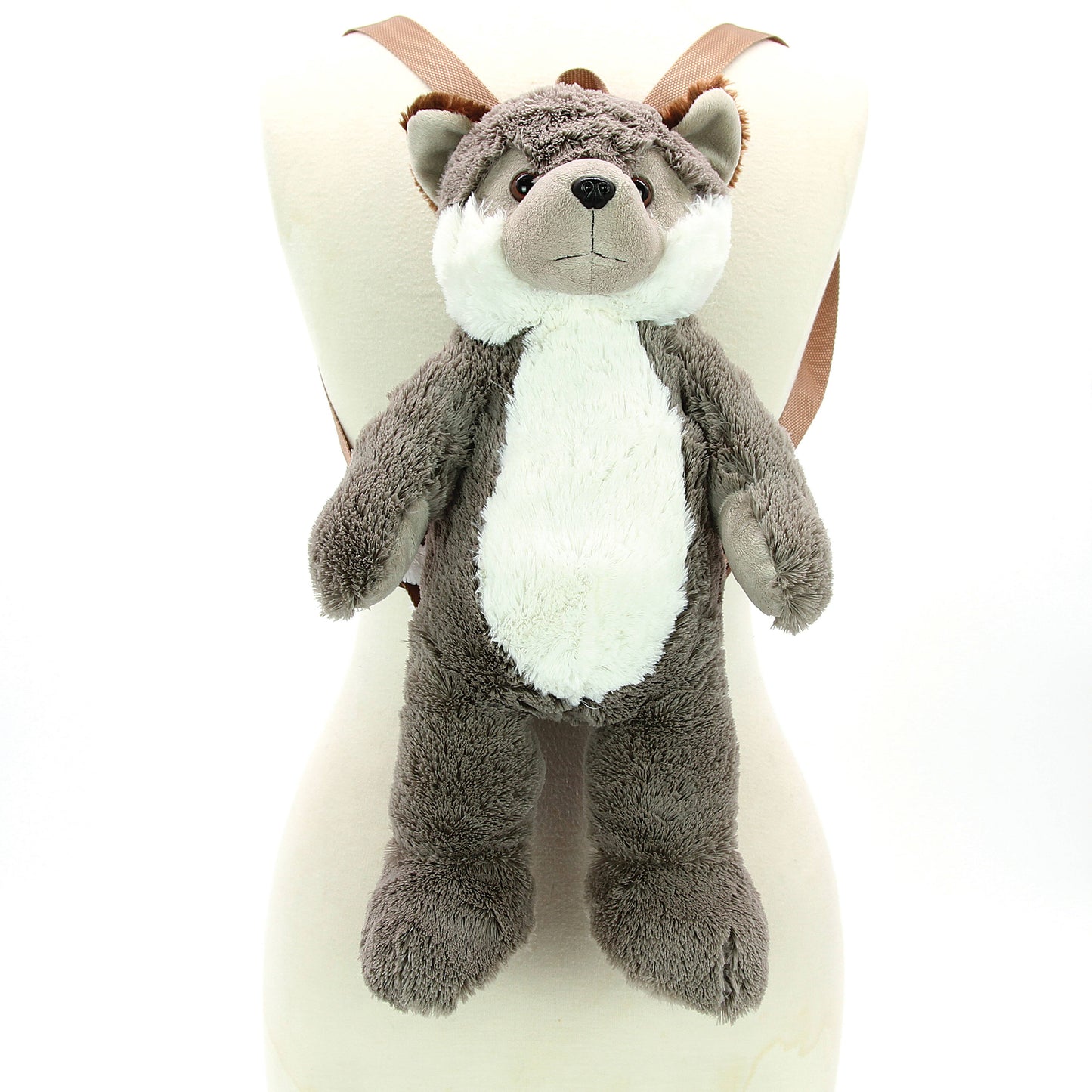 Grey Wolf Furry Backpack Purse