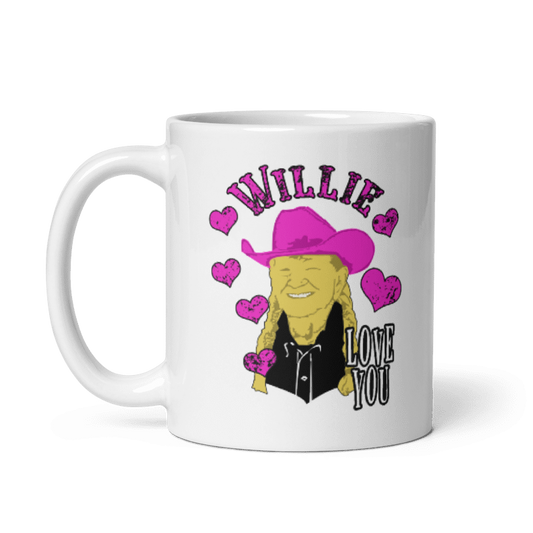 Willie Nelson "Willie Love you" White glossy mug