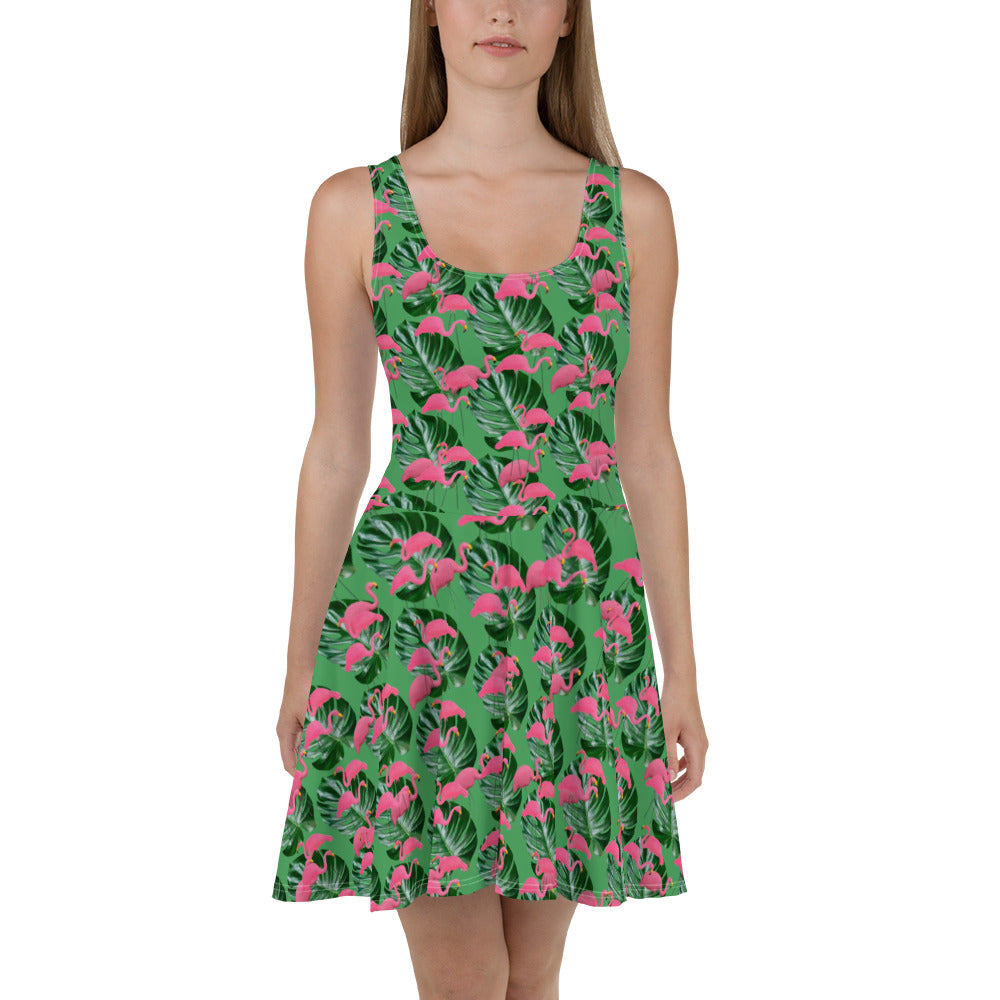 Pink Flamingo 🦩 Skater Dress 👗 – Hidden Gems Novelty Pink Flamingo 🦩 Skater Dress 👗 – Hidden Gems Novelty