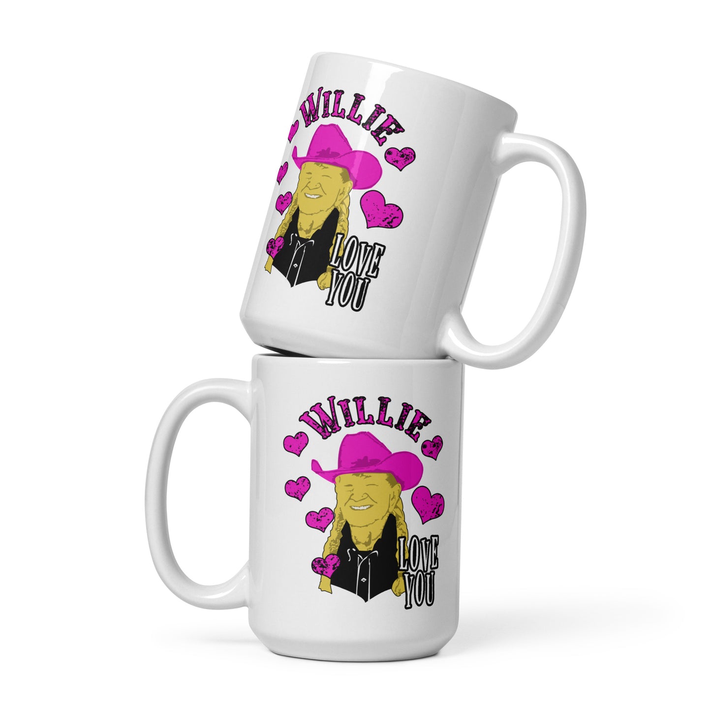 Willie Nelson "Willie Love you" White glossy mug