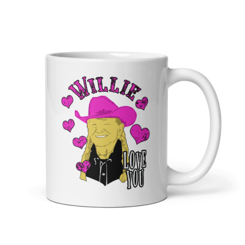 Willie Nelson "Willie Love you" White glossy mug