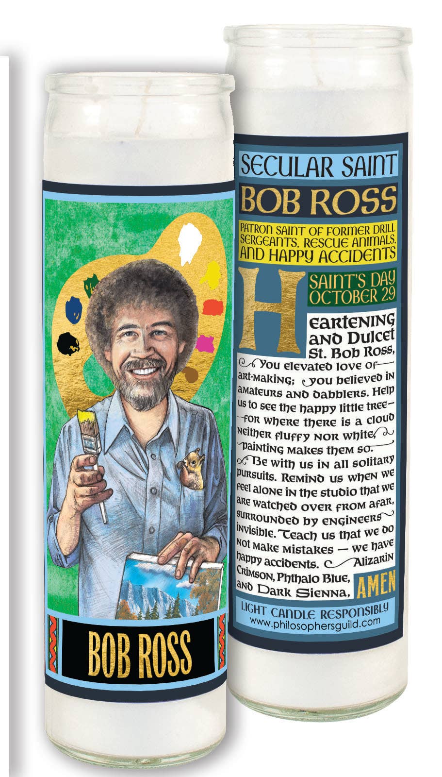 Bob Ross Secular Saint Candle