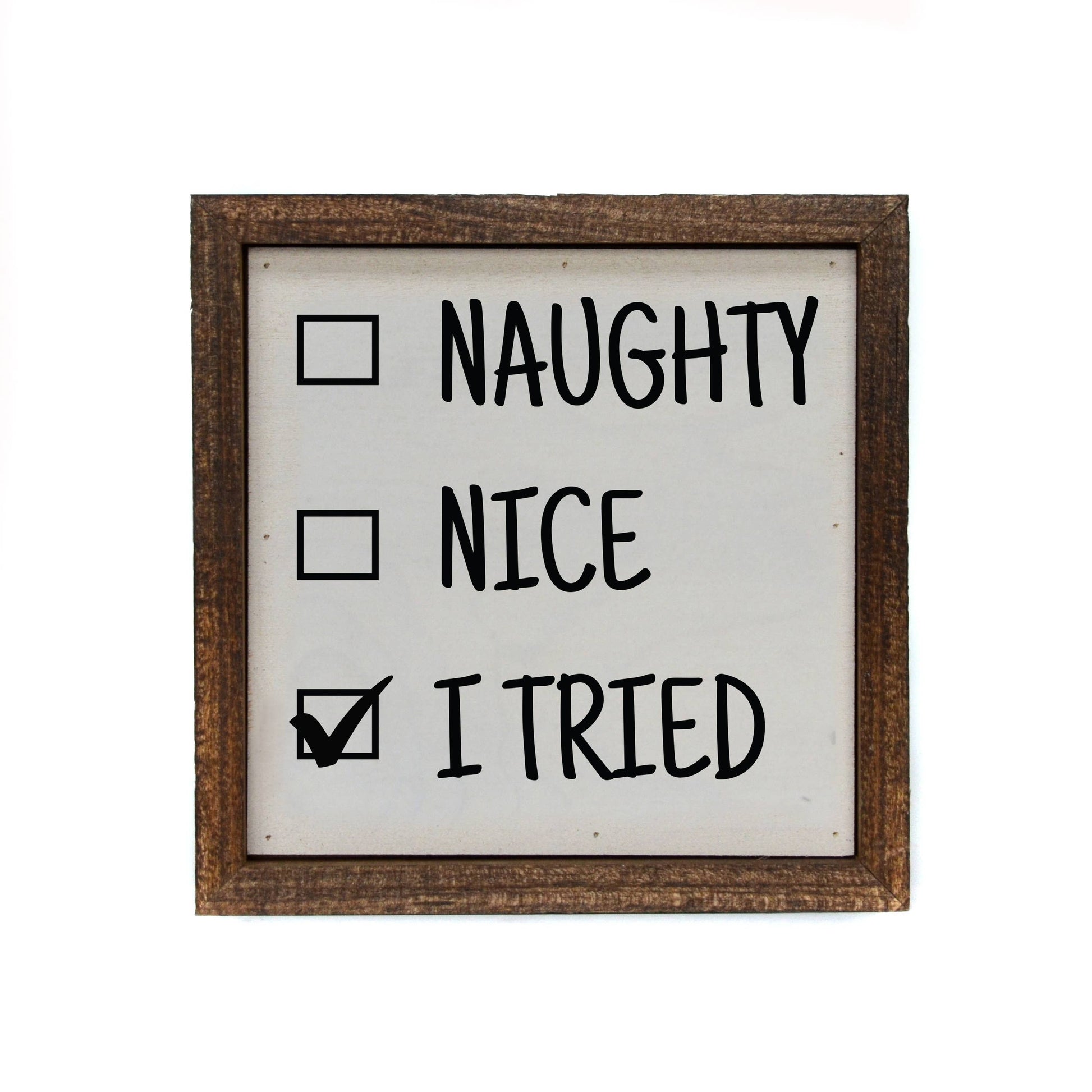 Christmas Decor - I Tried Desk Sitting Box 6X6  Wooden Signs - Hidden Gems Novelty