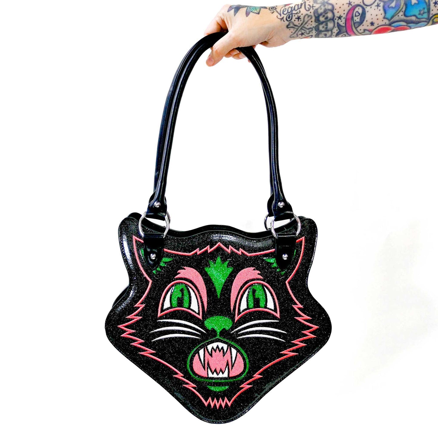 SOURPUSS SCAREDY CAT PURSE BLACK/PINK: Default