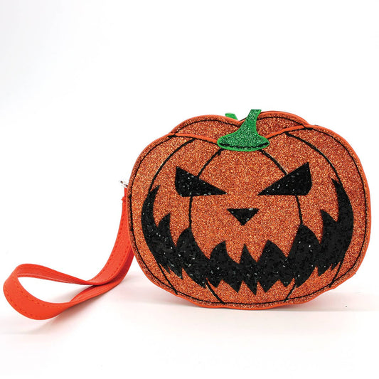 Jack O Lantern Coin Purse in Vinyl. Halloween Purse
