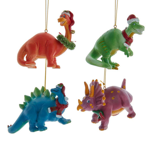 4 inch milti-color dinosaur Christmas ornament