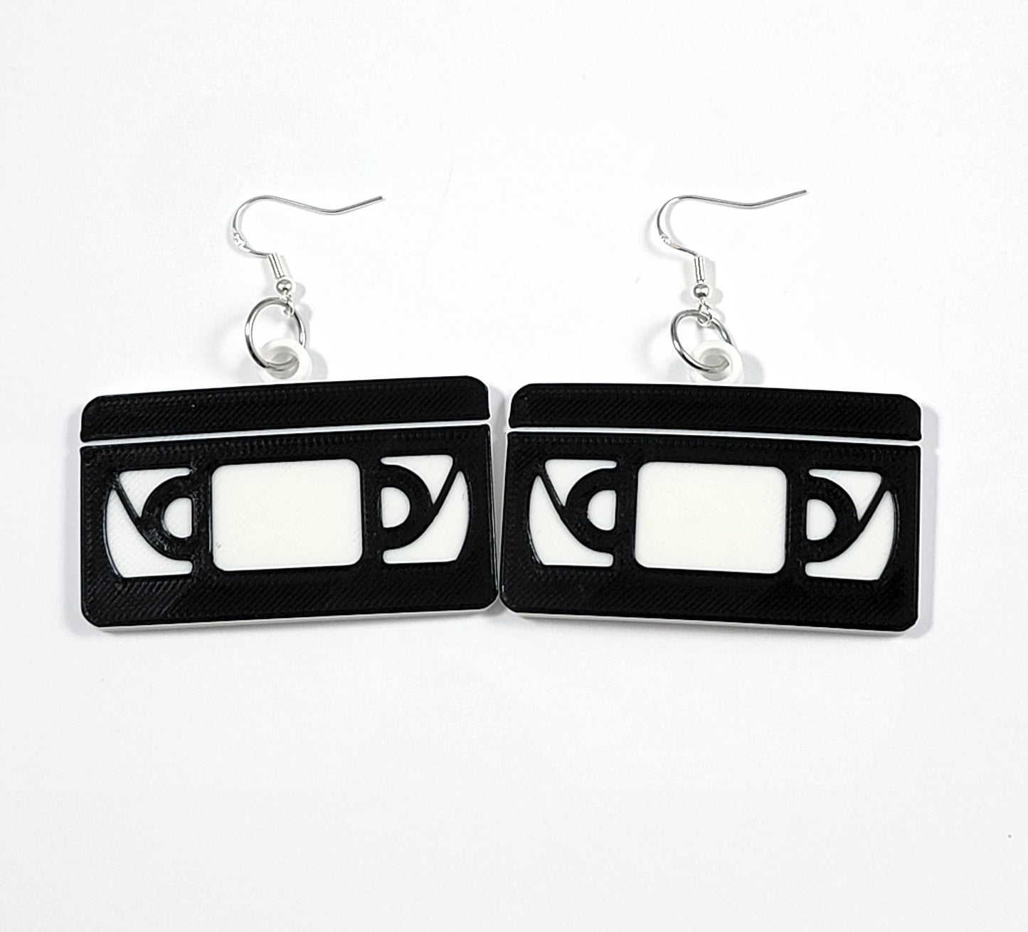 VHS Tape Statement Earrings 3D Printed