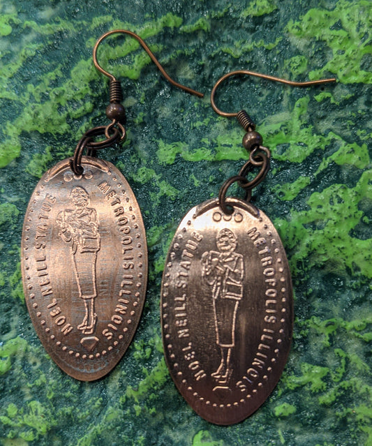 Lois Lane Noel Neill Statue Metropolis Illinois Smashed Penny Earrings - supermanstuff.com