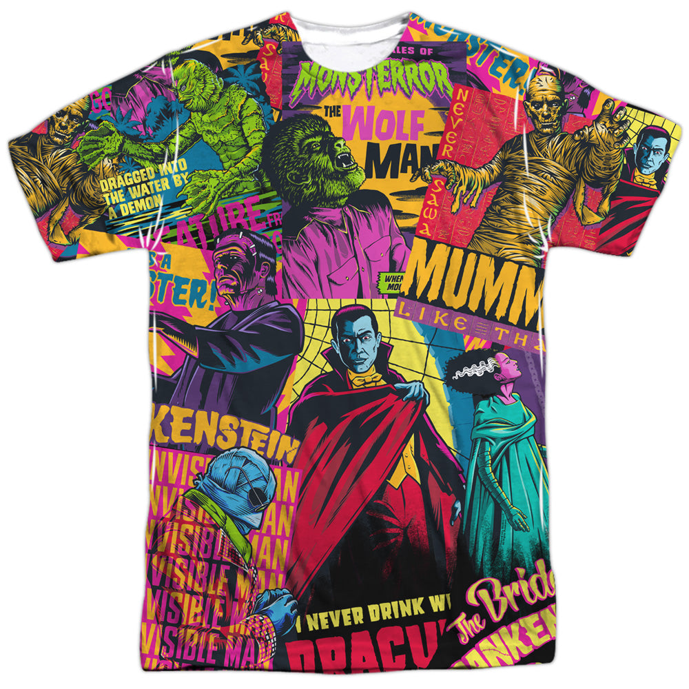 Universal Monsters Poster Mash Adult Regular Fit Short Sleeve 100% Poly Black Back Shirt