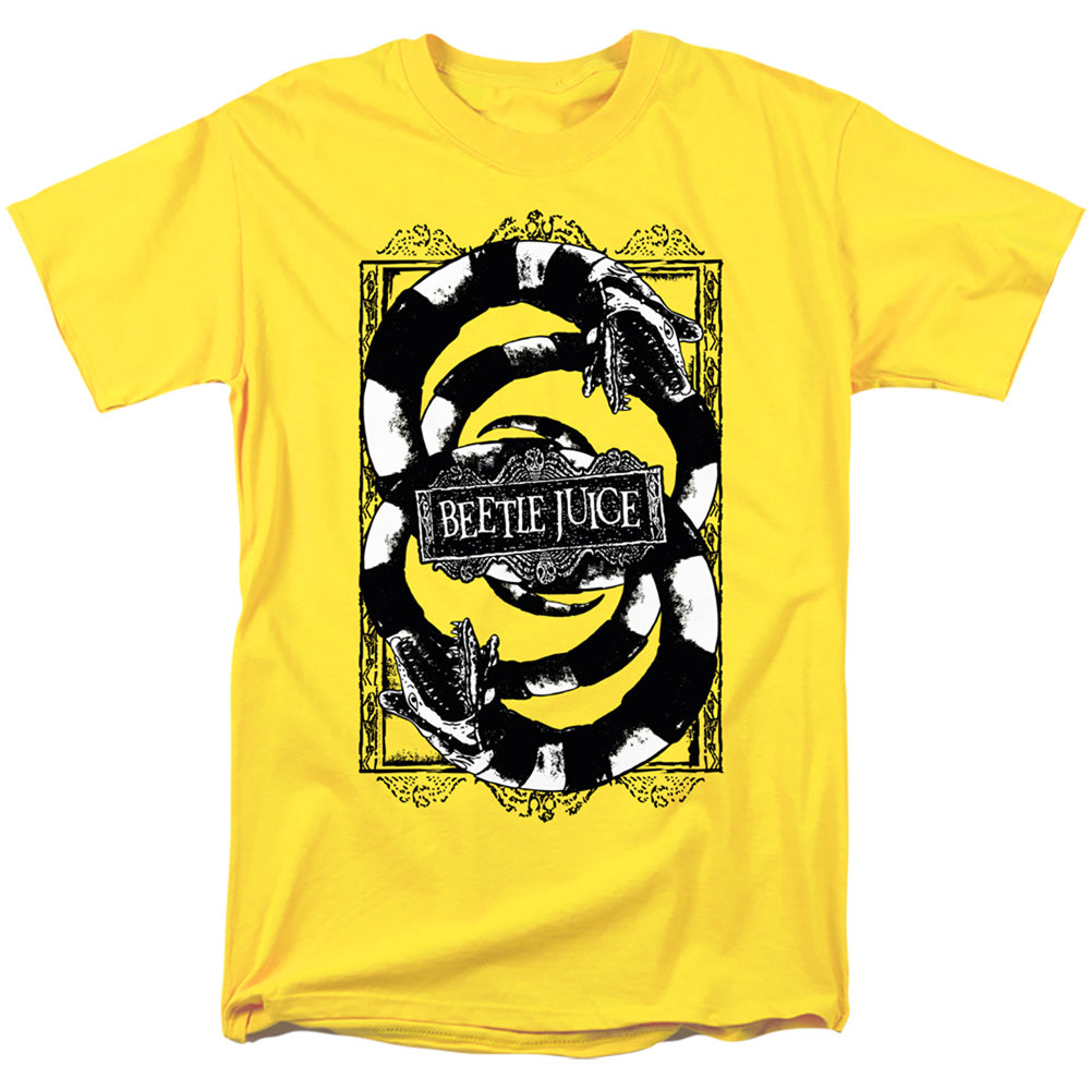 Beetlejuice We Got Sand Worms Regular Fit Yellow Short Sleeve Shirt