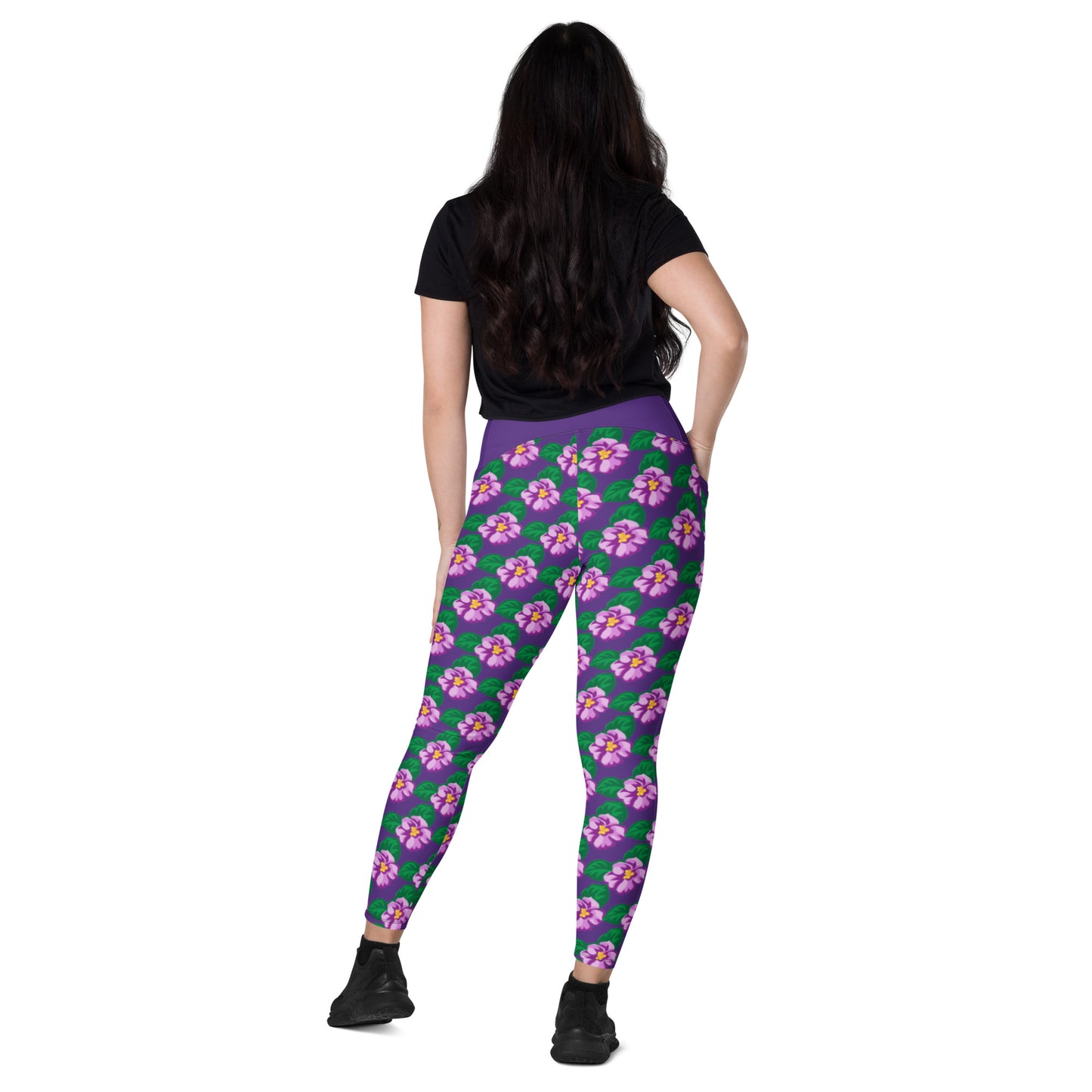Illinois State Flower Violet Crossover leggings with pockets