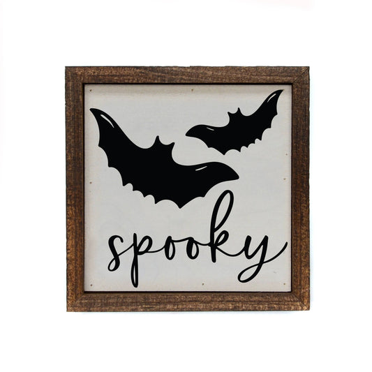 Spooky Bats Halloween Sign Farmhouse Décor 6x6 Wooden Sign