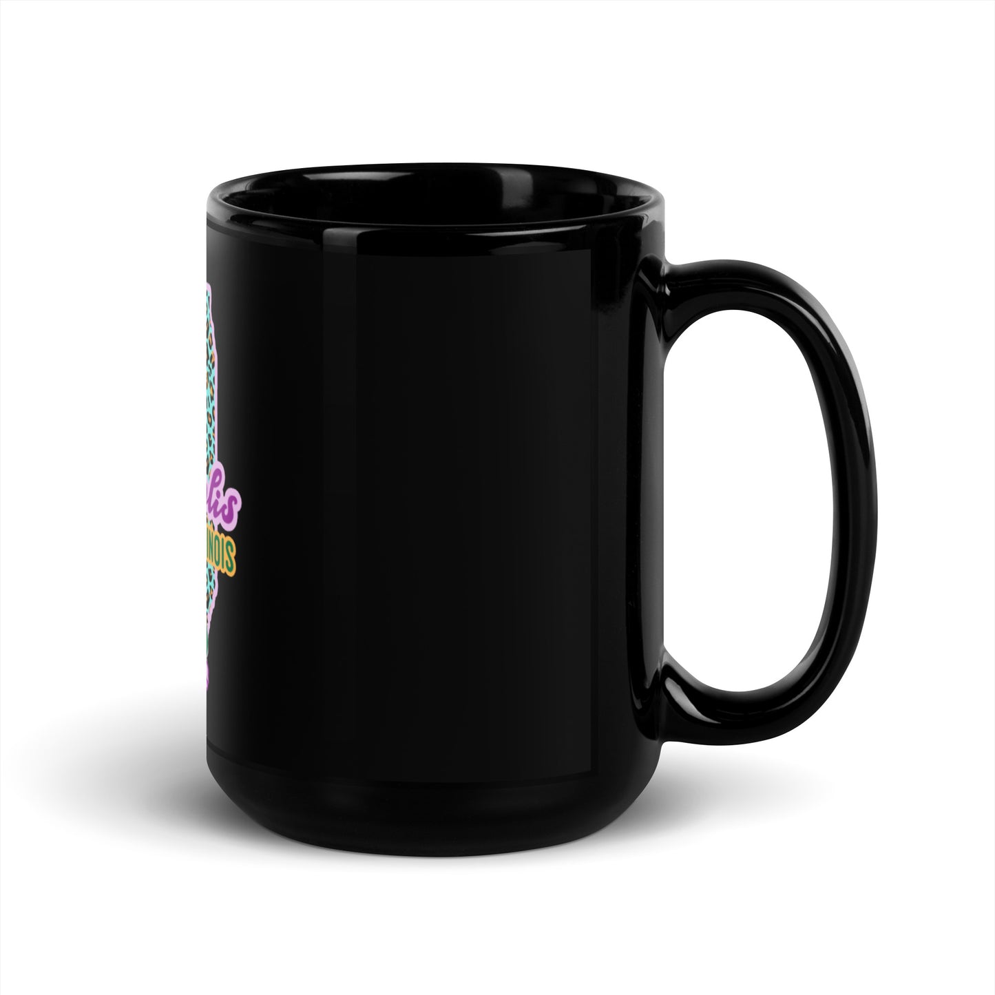 Metropolis Illinois State Flower over Leopard Print on Black Glossy Mug