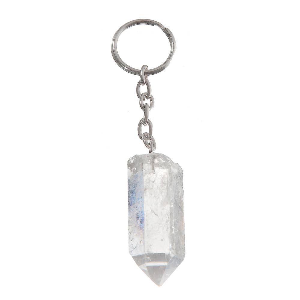 Clear Quartz Point Keychain | Gemstone Key Chains