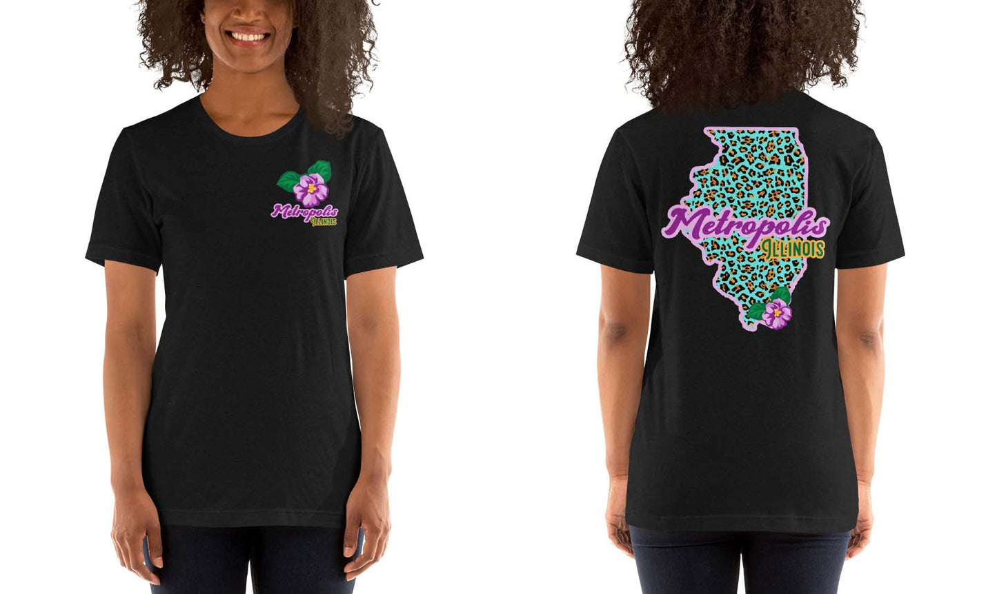 Illinois State Flower Over Leopard Print Metropolis Illinois Unisex Shirt