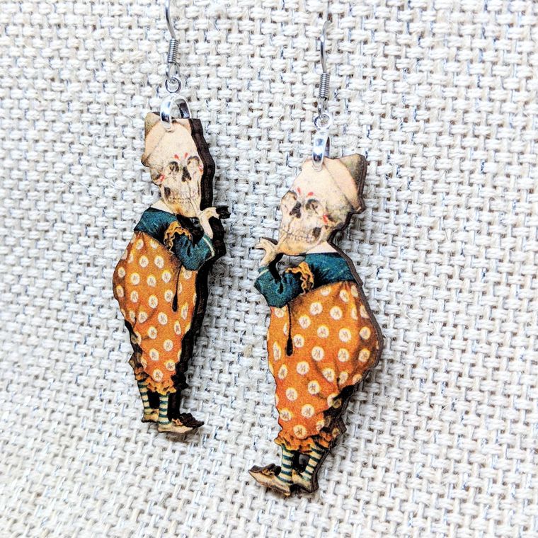 Creepy Skeleton Earrings / Vintage Halloween / Skeleton Jewelry / Hypoallergenic / Antikamnia Earrings / Creepy Accessory / Creepy Earrings - supermanstuff.com