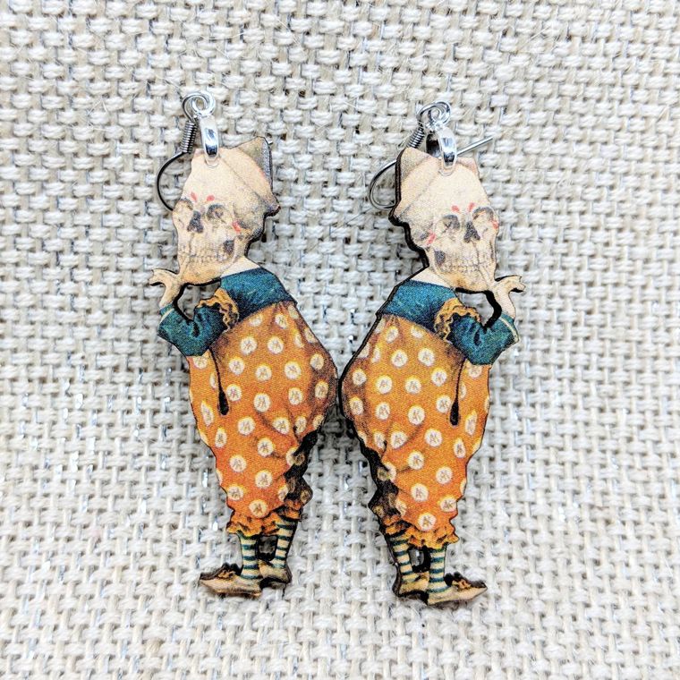 Creepy Skeleton Earrings / Vintage Halloween / Skeleton Jewelry / Hypoallergenic / Antikamnia Earrings / Creepy Accessory / Creepy Earrings - supermanstuff.com