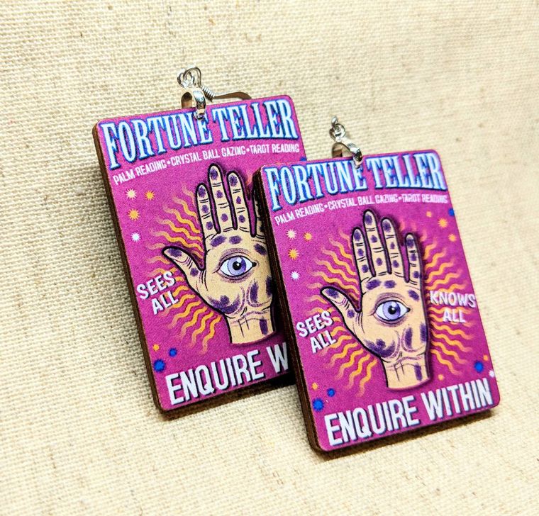 Fortune Teller Earrings / Psychic Earrings / Spirit Earrings / Magic Accessories / Witch Accessories / Wiccan Jewelry / Eye Jewelry / Gypsy - supermanstuff.com