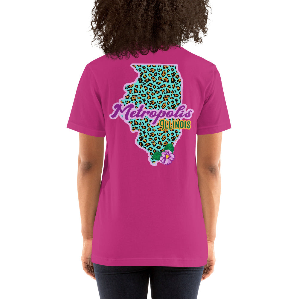 Illinois State Flower Over Leopard Print Metropolis Illinois Unisex Shirt