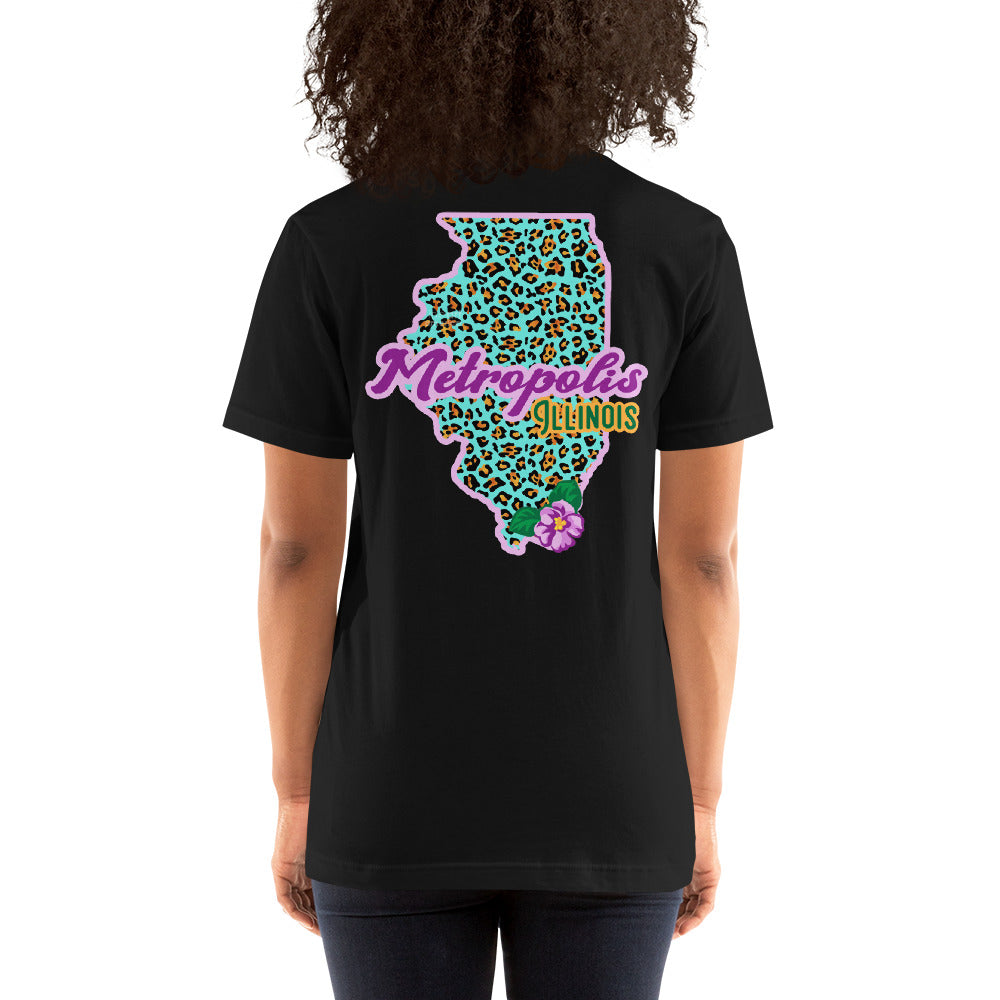 Illinois State Flower Over Leopard Print Metropolis Illinois Unisex Shirt