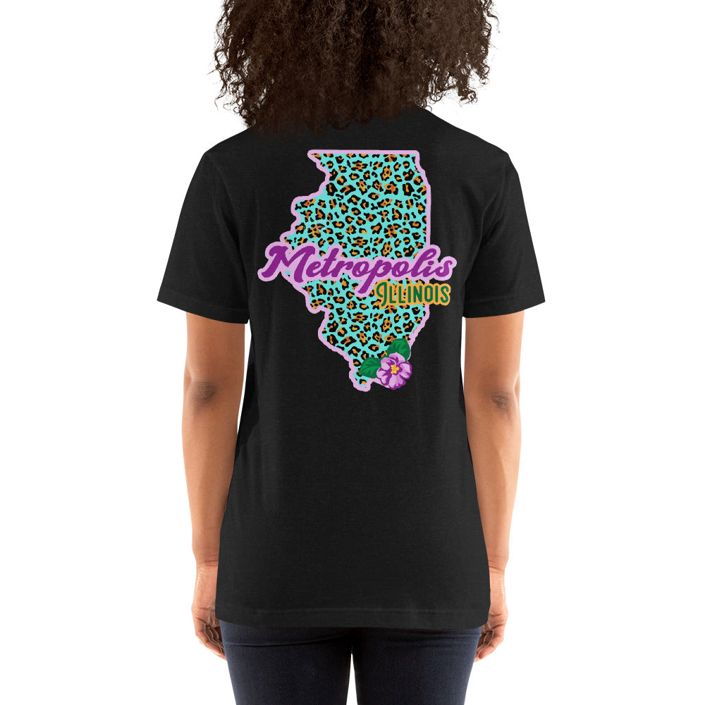 Illinois State Flower Over Leopard Print Metropolis Illinois Unisex Shirt