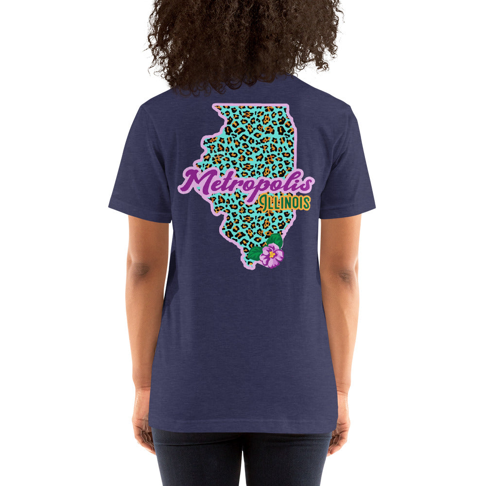 Illinois State Flower Over Leopard Print Metropolis Illinois Unisex Shirt
