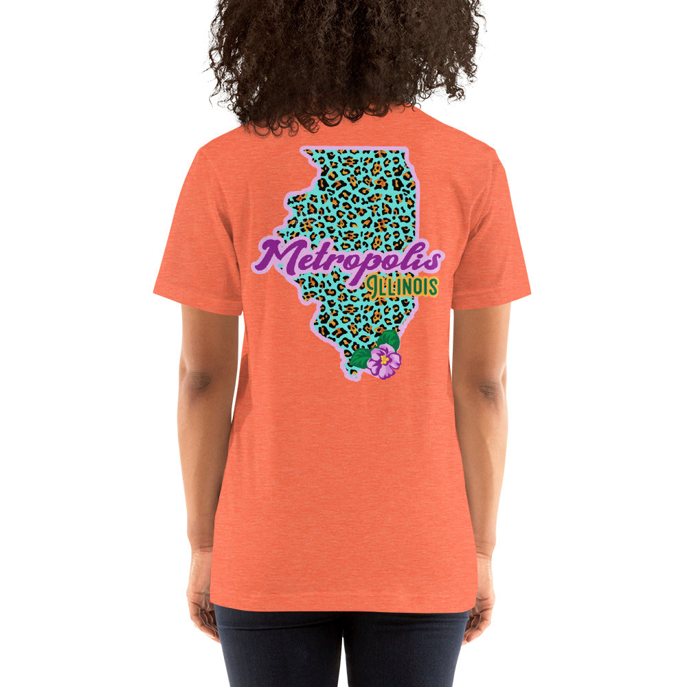 Illinois State Flower Over Leopard Print Metropolis Illinois Unisex Shirt