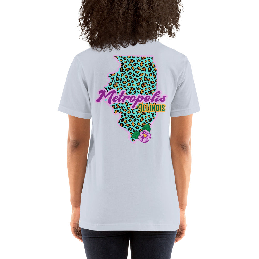 Illinois State Flower Over Leopard Print Metropolis Illinois Unisex Shirt