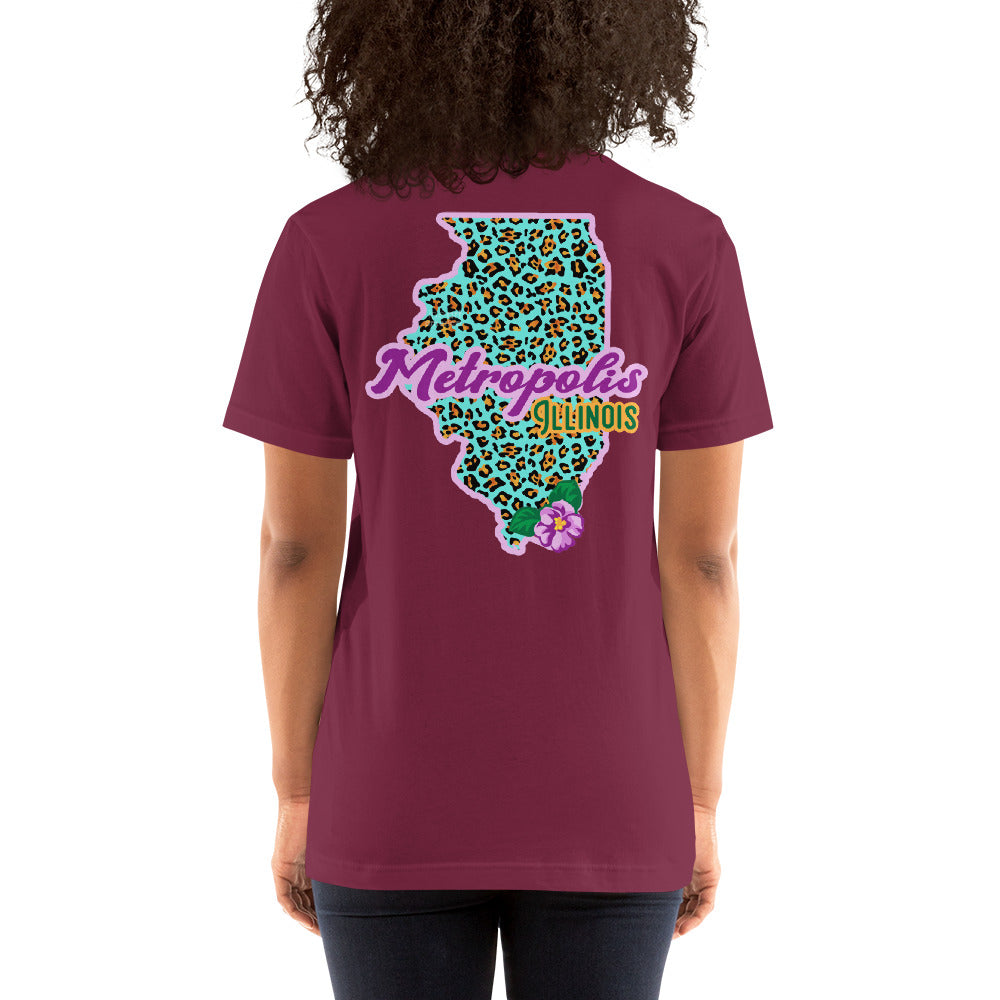 Illinois State Flower Over Leopard Print Metropolis Illinois Unisex Shirt