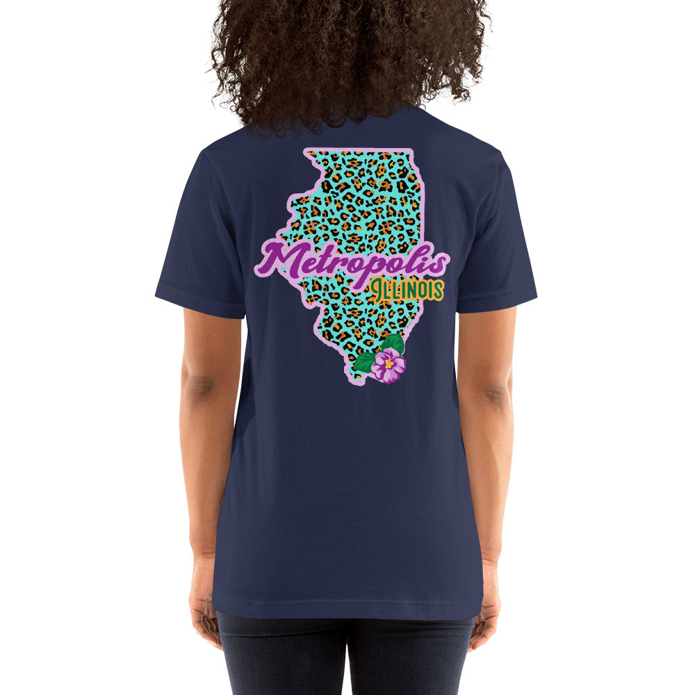 Illinois State Flower Over Leopard Print Metropolis Illinois Unisex Shirt