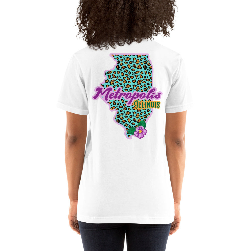 Illinois State Flower Over Leopard Print Metropolis Illinois Unisex Shirt