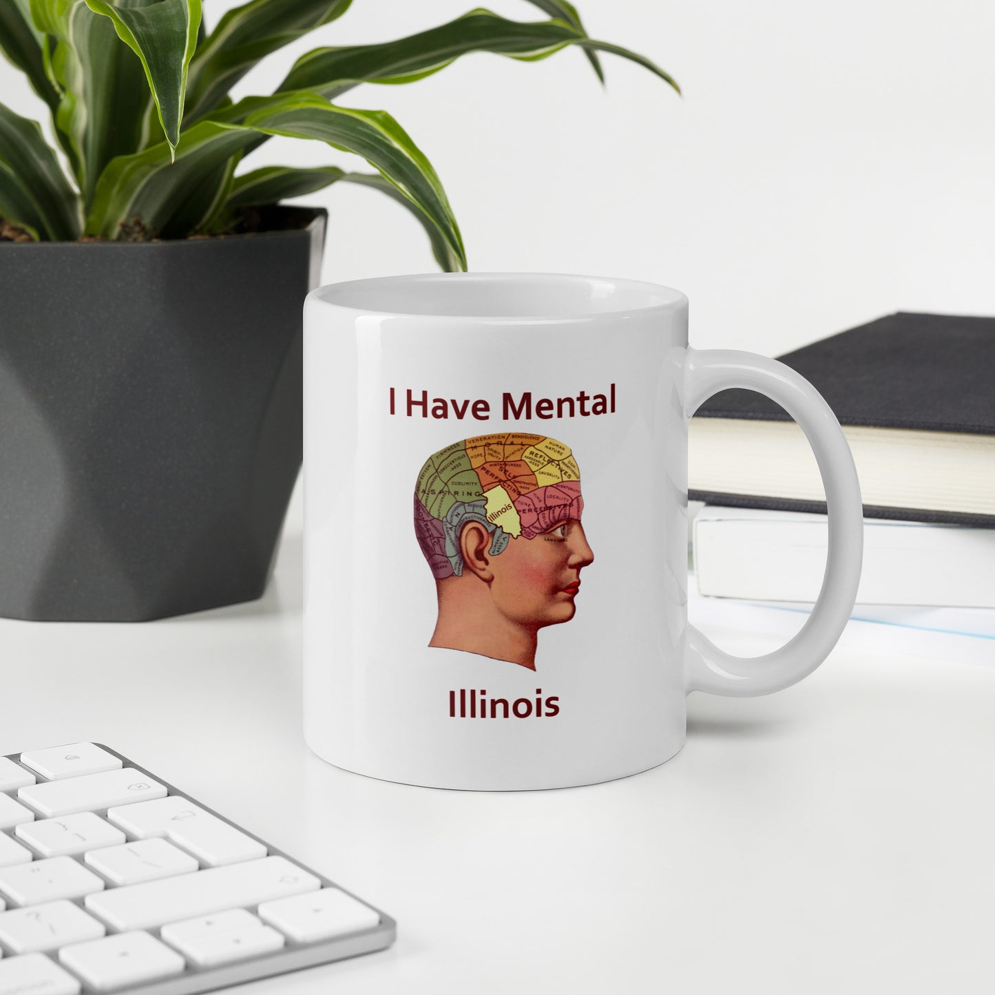 I have Mental Illinois Phrenology Head White Glossy Mug