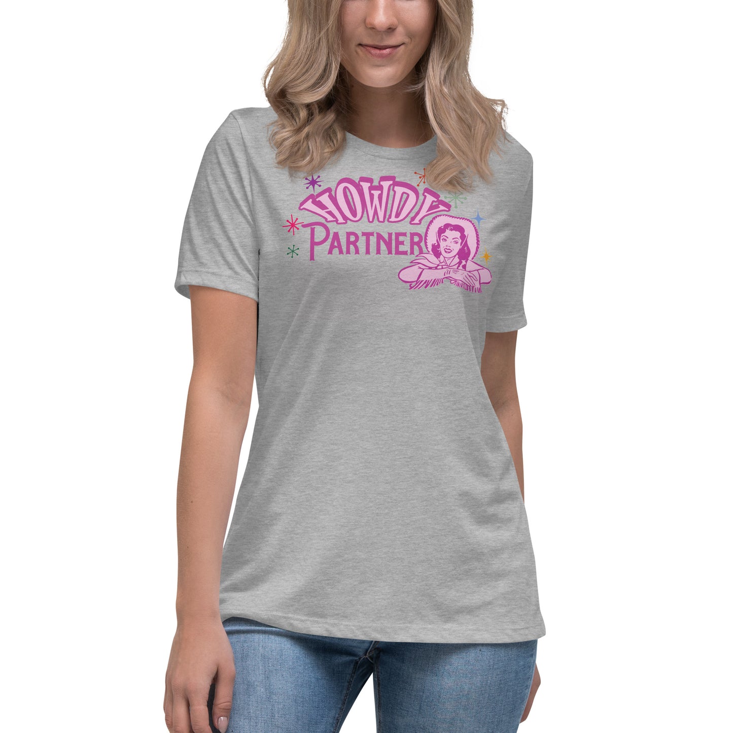 Howdy Partner Retro Cowgirl Women's Relaxed T-Shirt