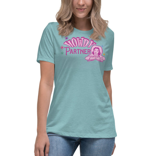 Howdy Partner Retro Cowgirl Women's Relaxed T-Shirt