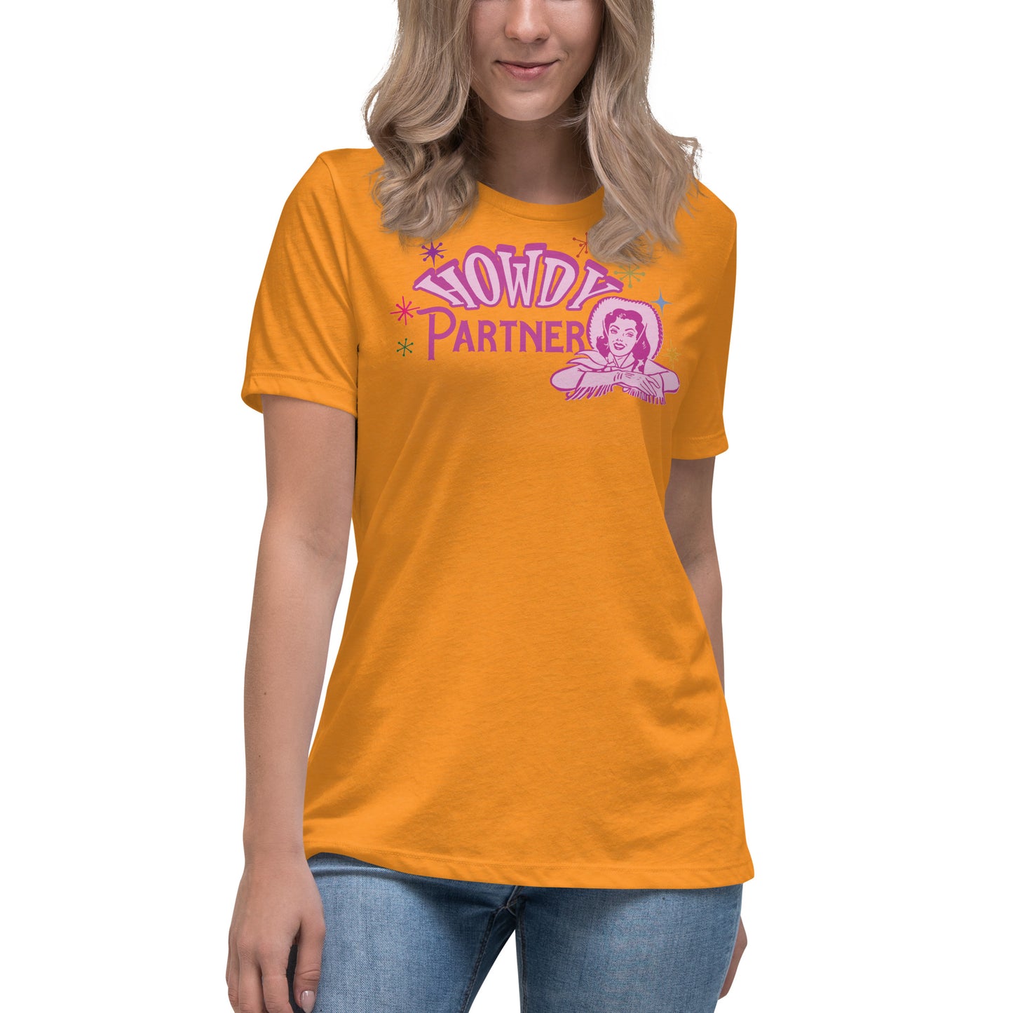 Howdy Partner Retro Cowgirl Women's Relaxed T-Shirt