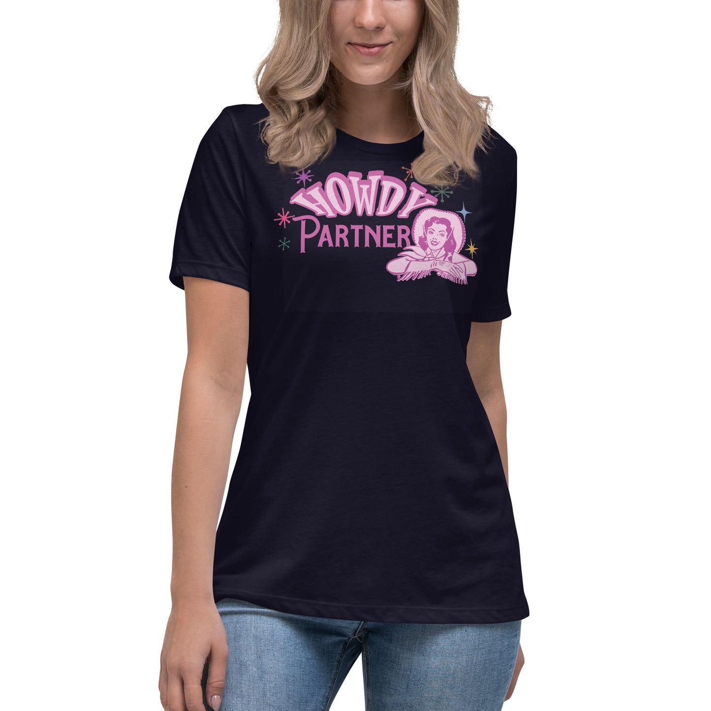 Howdy Partner Retro Cowgirl Women's Relaxed T-Shirt