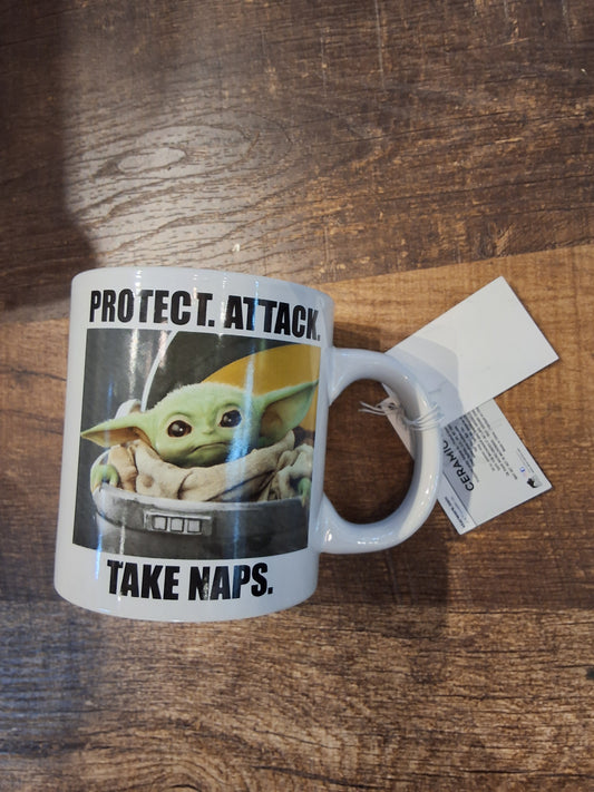 NWT Star Wars Mandalorian 20 oz Ceramic Coffee Mug Baby Yoda Meme Great Gift