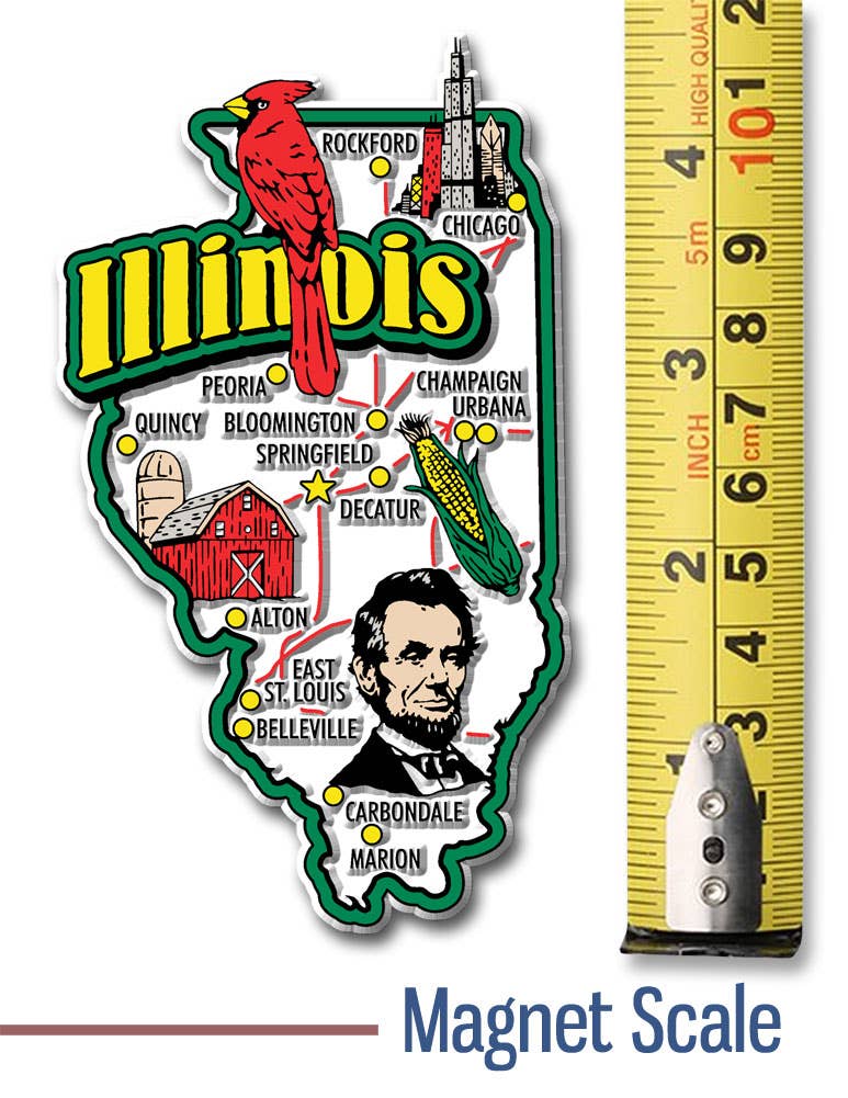 Illinois Jumbo State Magnet, Made in USA - Hidden Gems Novelty