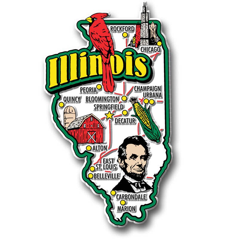 Illinois Jumbo State Magnet, Made in USA - Hidden Gems Novelty