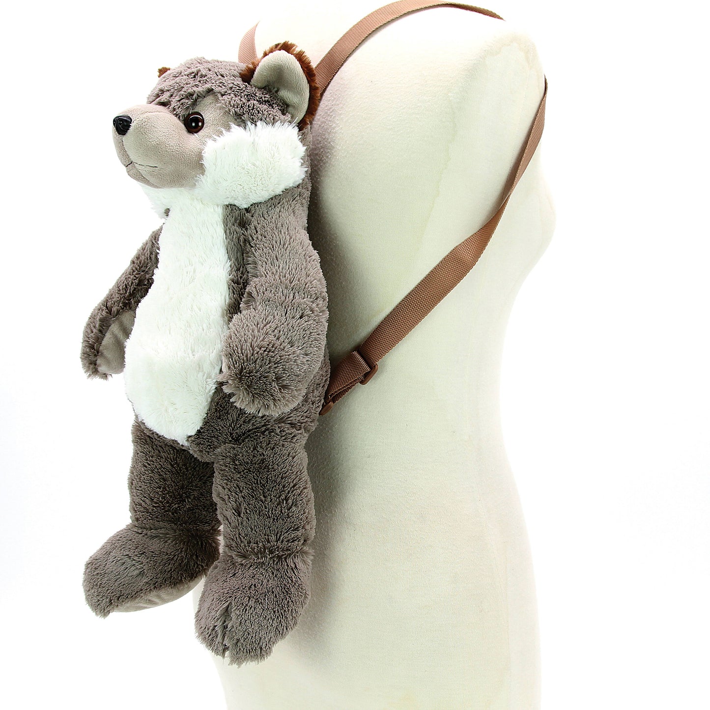 Grey Wolf Furry Backpack Purse