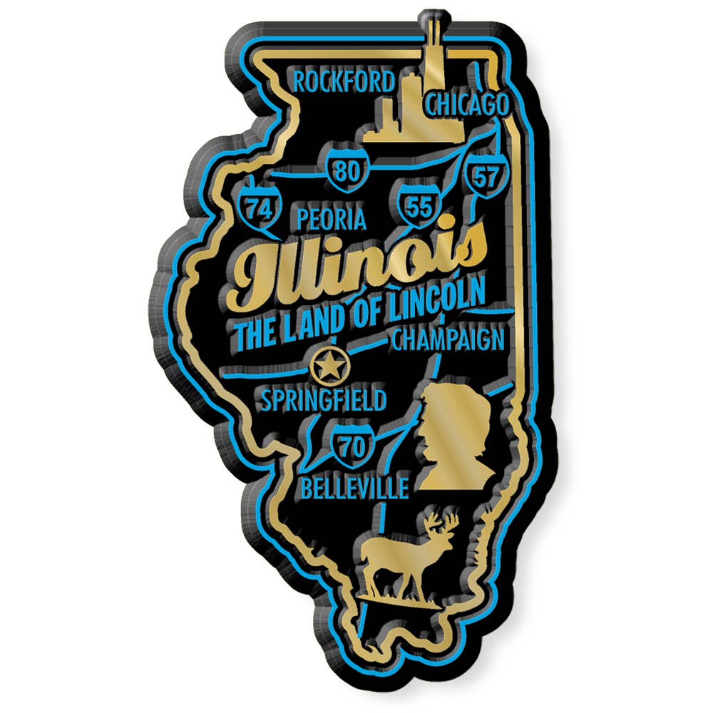Illinois Premium State Magnet Made in USA - Hidden Gems Novelty