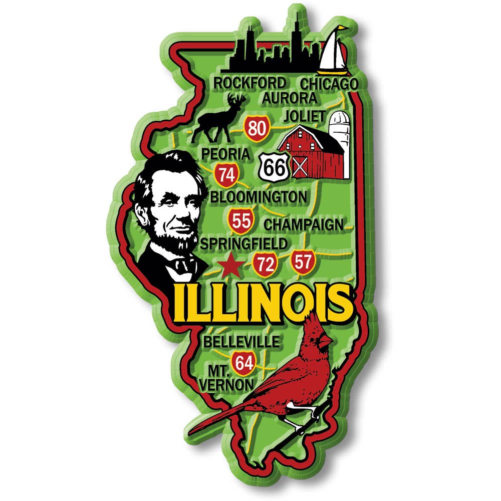 Illinois Colorful State Magnet Collectible Made in USA - Hidden Gems Novelty