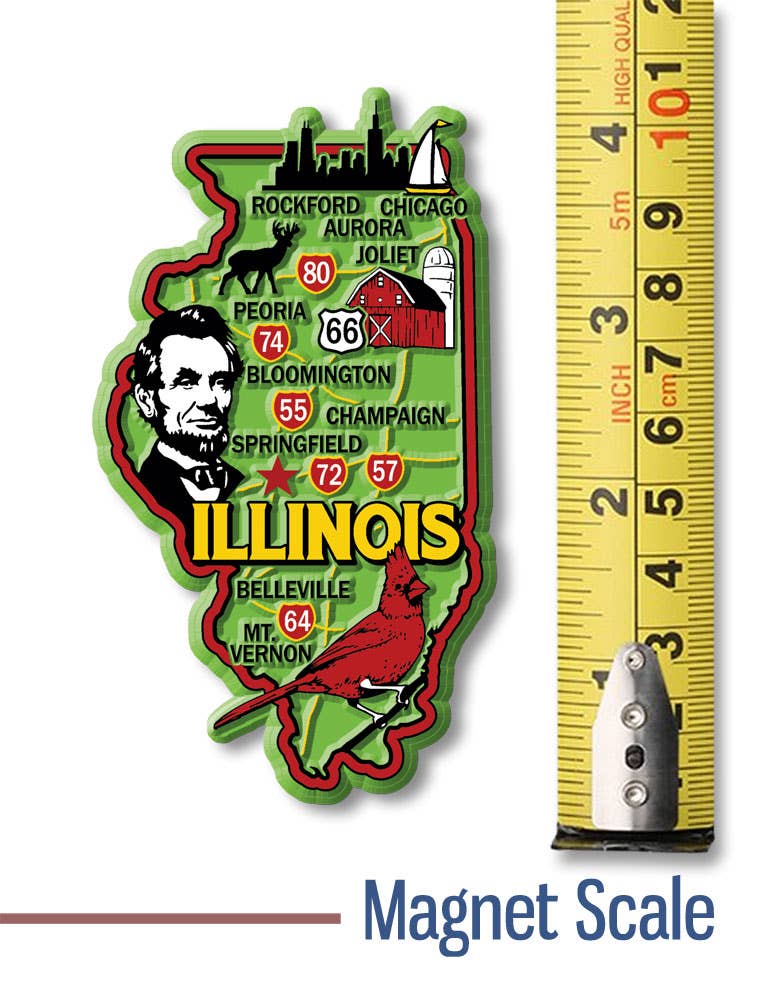 Illinois Colorful State Magnet Collectible Made in USA - Hidden Gems Novelty