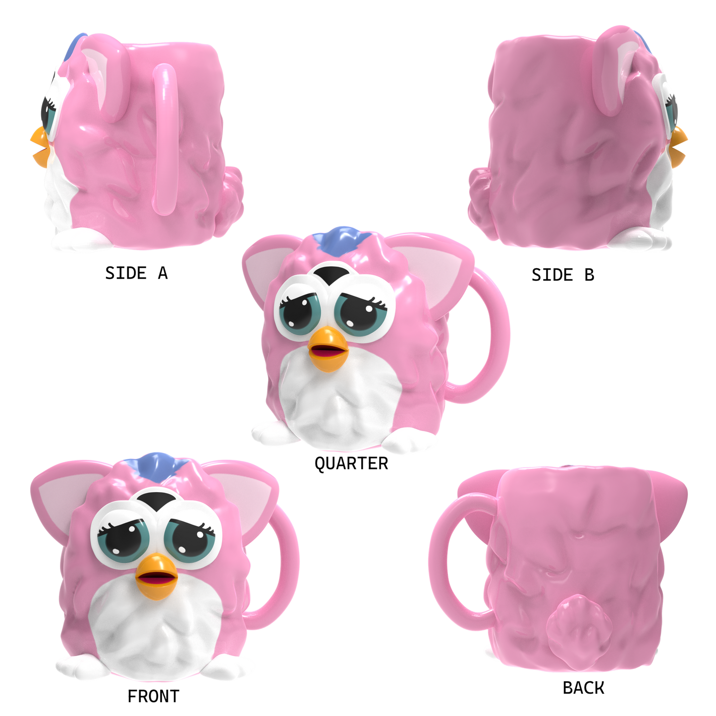 Furby Pink Ceramic 3D Sculpted Mug - Hidden Gems Novelty