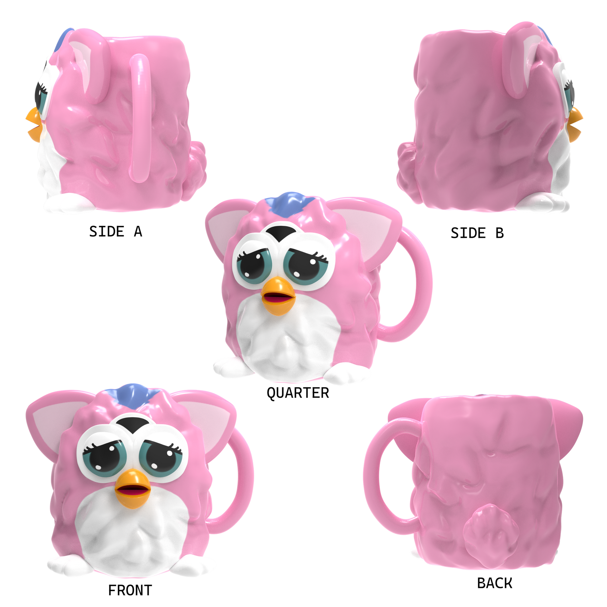 Furby Pink Ceramic 3D Sculpted Mug - Hidden Gems Novelty